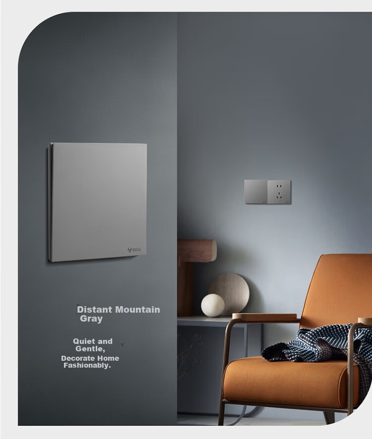 BULL Switch Socket G57 Butterfly Ultra-Thin Series 10A Five-Hole Socket G57Z223 Distant Mountain Gray Pack of 10 5