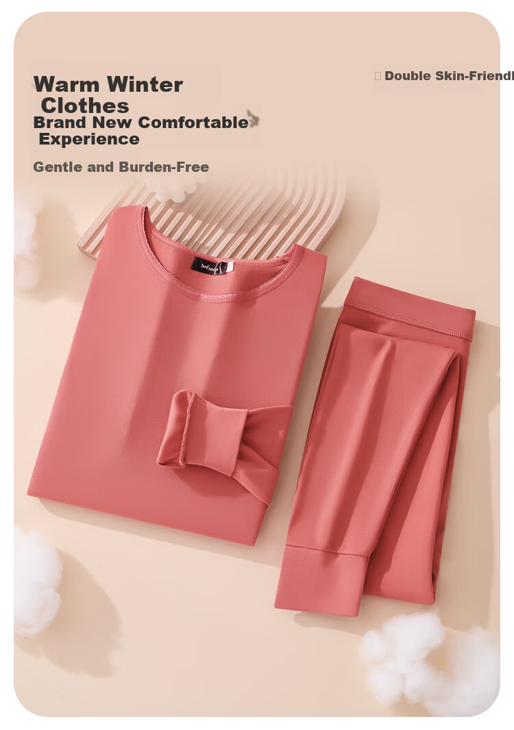Miiow Women's Thermal Underwear Pure Cotton Combed Autumn Top and Bottom Slim Fit High Elastic Comfortable Body Shaping New Sakura Pink XL 7