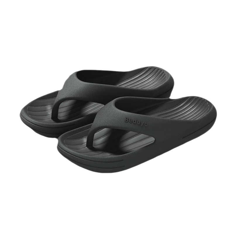 Beiduo Yang Men's Summer Anti-Slip Durable Outdoor Flip Flops EVA Beach Sandals Women Black Size 44-45