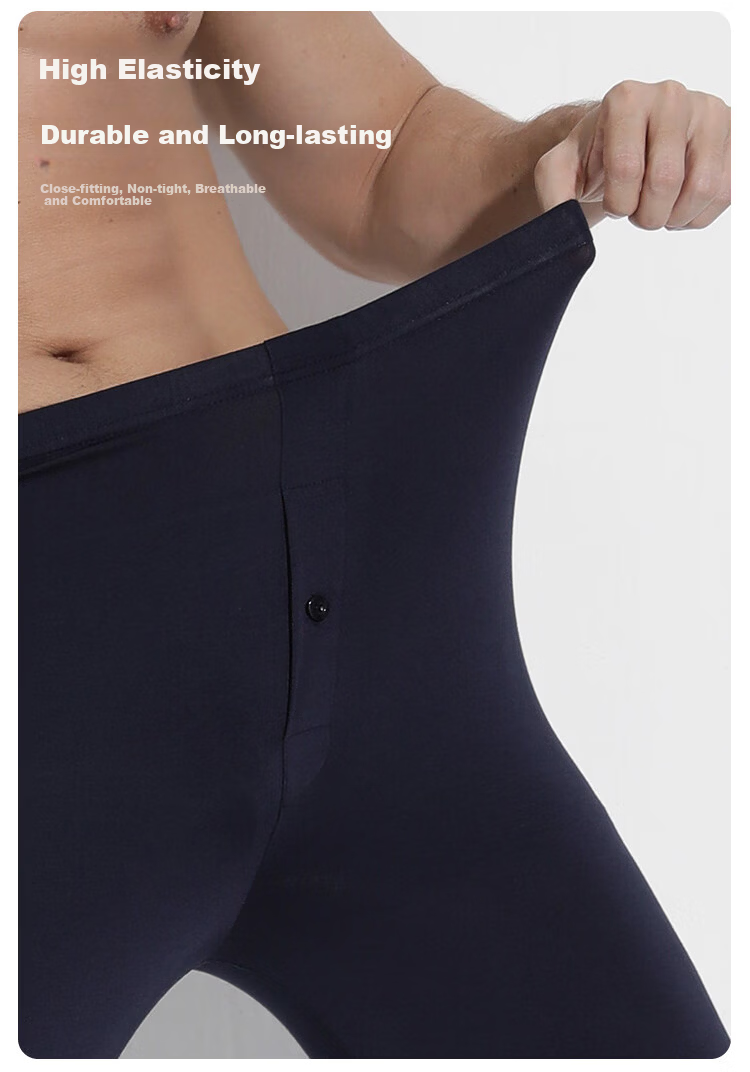CHERISH LIFE Men's Modal Thin Thermal Leggings Base Layer Pants Lenzing Modal Earl Grey L (170) 5