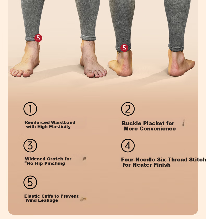 Hengyuanxiang Men's Thermal Fleece-Lined Thickened Autumn Winter Cold-Resistant Base Layer Cotton Pants Long Johns for Middle-Aged and Elderly 13