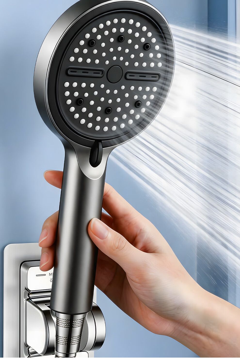 Songjing Pressurized Shower Head 13CM Large Panel Bathroom Home Six-Mode Massage Handheld Showerhead with Filter 12