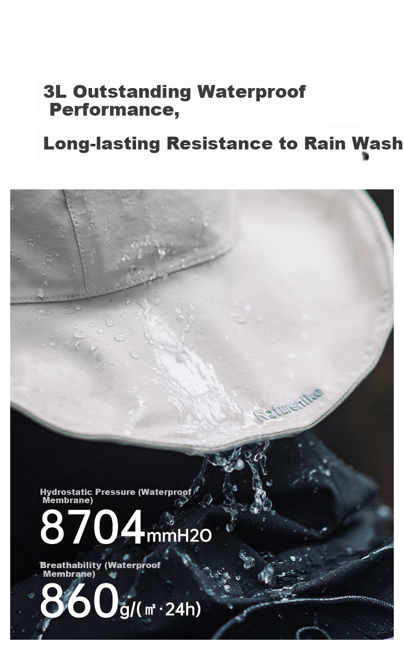 Naturehike Large Brim Fisherman Hat Outdoor Rainproof Sun Protection Waterproof Hiking Mountaineering Creek Walking Men's Hat 3