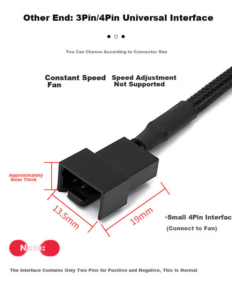 LinkStone PC Case Fan Power Cable Large 4-Pin to Small 4-Pin Desktop Computer Fan Splitter Hub IDE Large 4-Pin to Small 3-Pin Adapter Cable 27cm 7