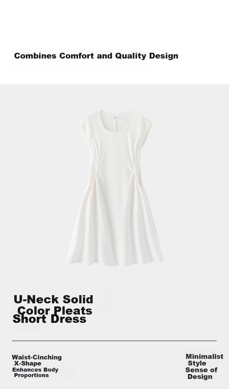 Semir Women's Summer Dress U-Neck Solid Color Pleated Short Sleeve Short Skirt 2026 Minimalist Design 109326114005 17