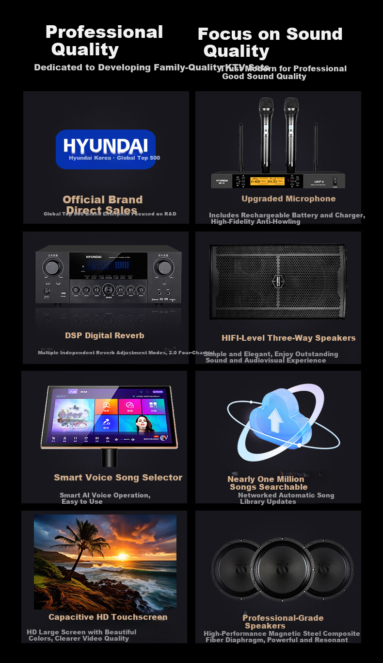 HYUNDAI K960 Home KTV Sound System Full Set Three-Way Home Theater Karaoke Singing Equipment 2
