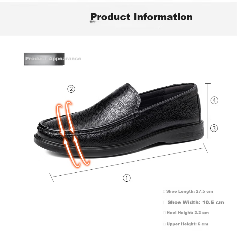 LAORENTOU Business Casual Leather Shoes Men’s Cowhide Loafers Office Formal Shoes Dad Slip-On LA11112 Black Size 40 2