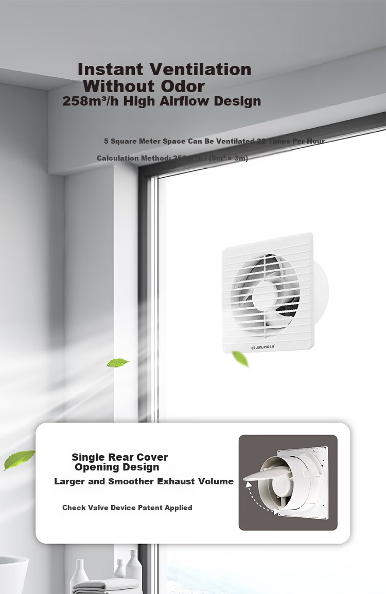 JINLING Powerful Exhaust Fan, Bathroom Kitchen Low-Noise Ventilation Fan, Window And Wall-Mounted APC25-4 5
