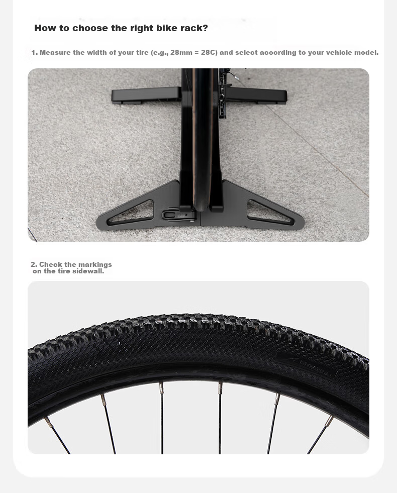 Captain Tas Bicycle Parking Rack Road Mountain Bike Display Stand Adjustable Base Fixed Kickstand Home Use Black 10