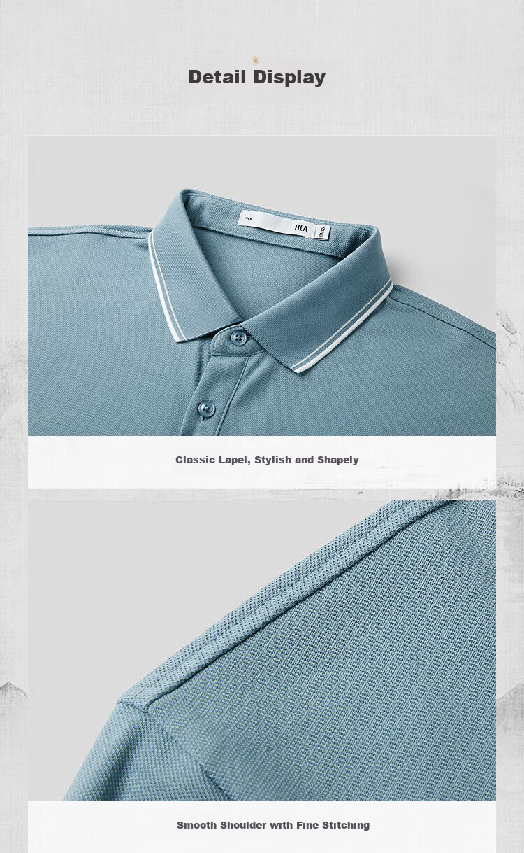HLA Heilan Home Men's Short Sleeve Polo Shirt 26 Mountain Series Cool Summer Short Sleeve 15