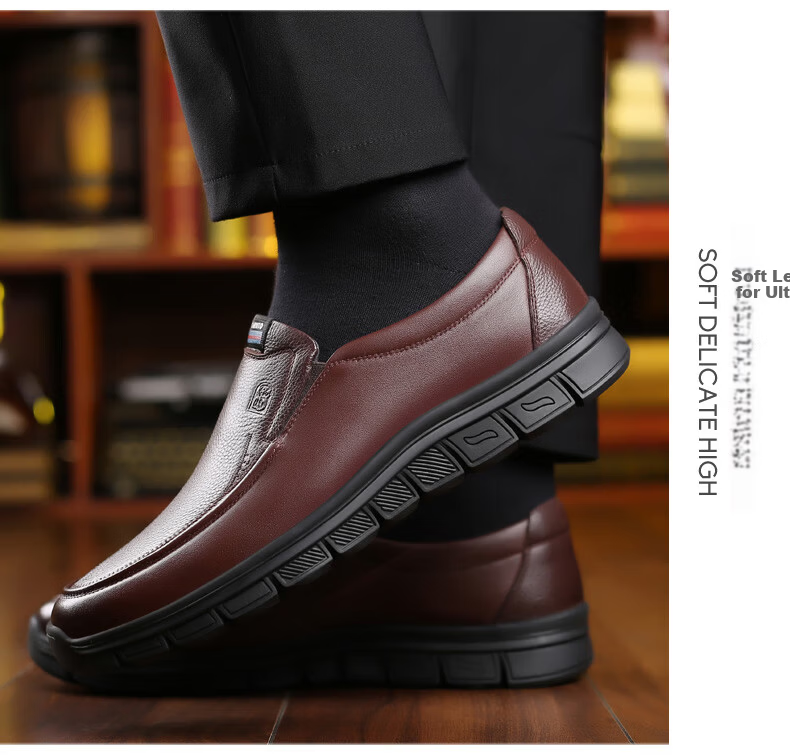 LAORENTOU Men's Autumn Business Formal Soft Leather Soft Sole Middle-aged Casual Dad Shoes A90223 Black Size 40 16