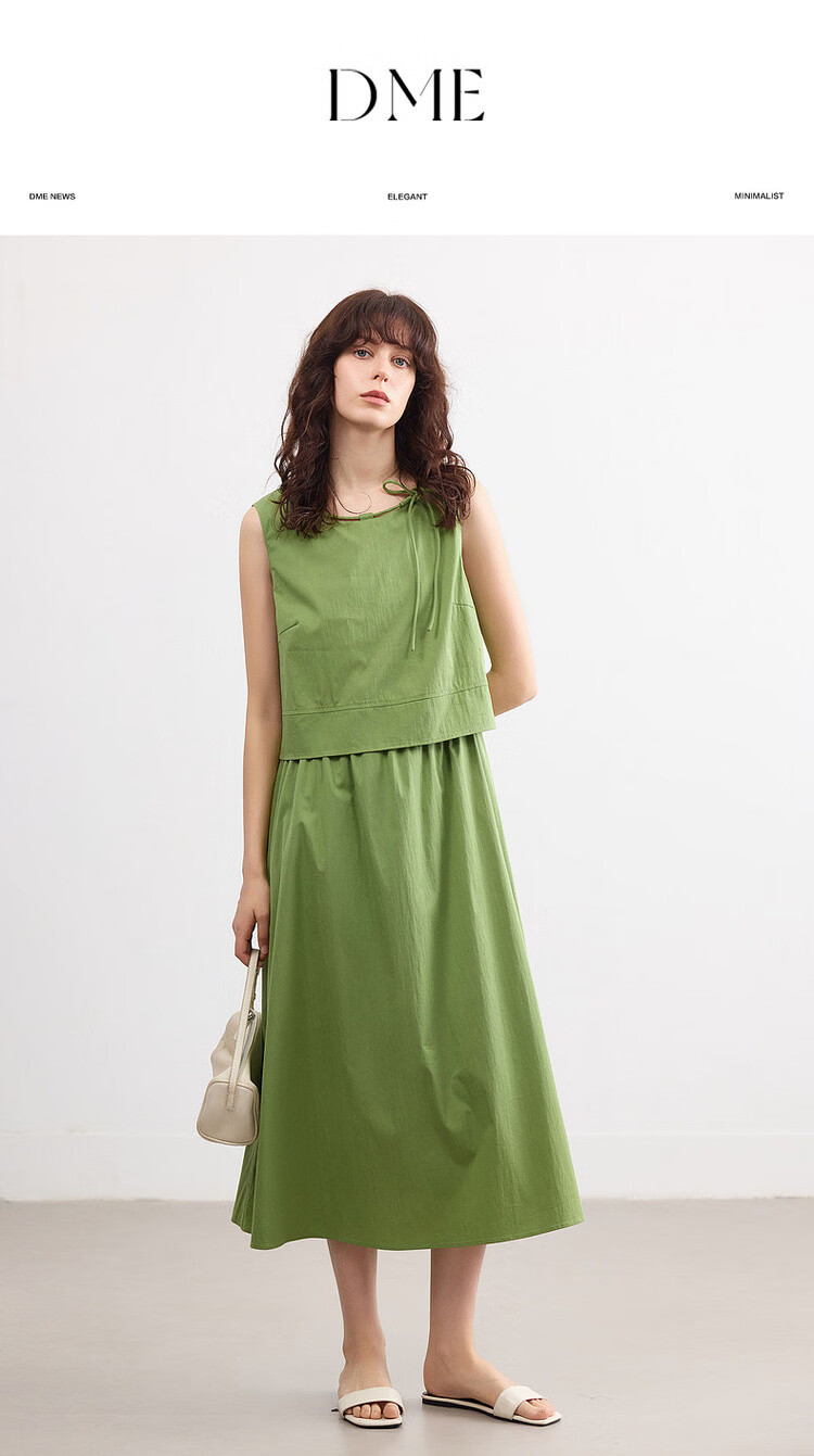 Demana Cotton Cloud Nap Summer Adjustable Strap Round Neck Denim Dress A-Line Mid-Length Women's Dress 1