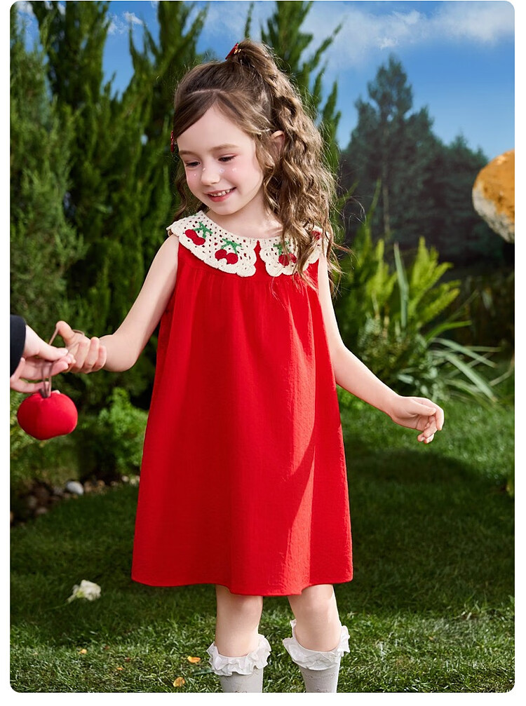 ASK JUNIOR Kids Summer Sleeveless Vest Dress Girls Princess Doll Collar Dress 11