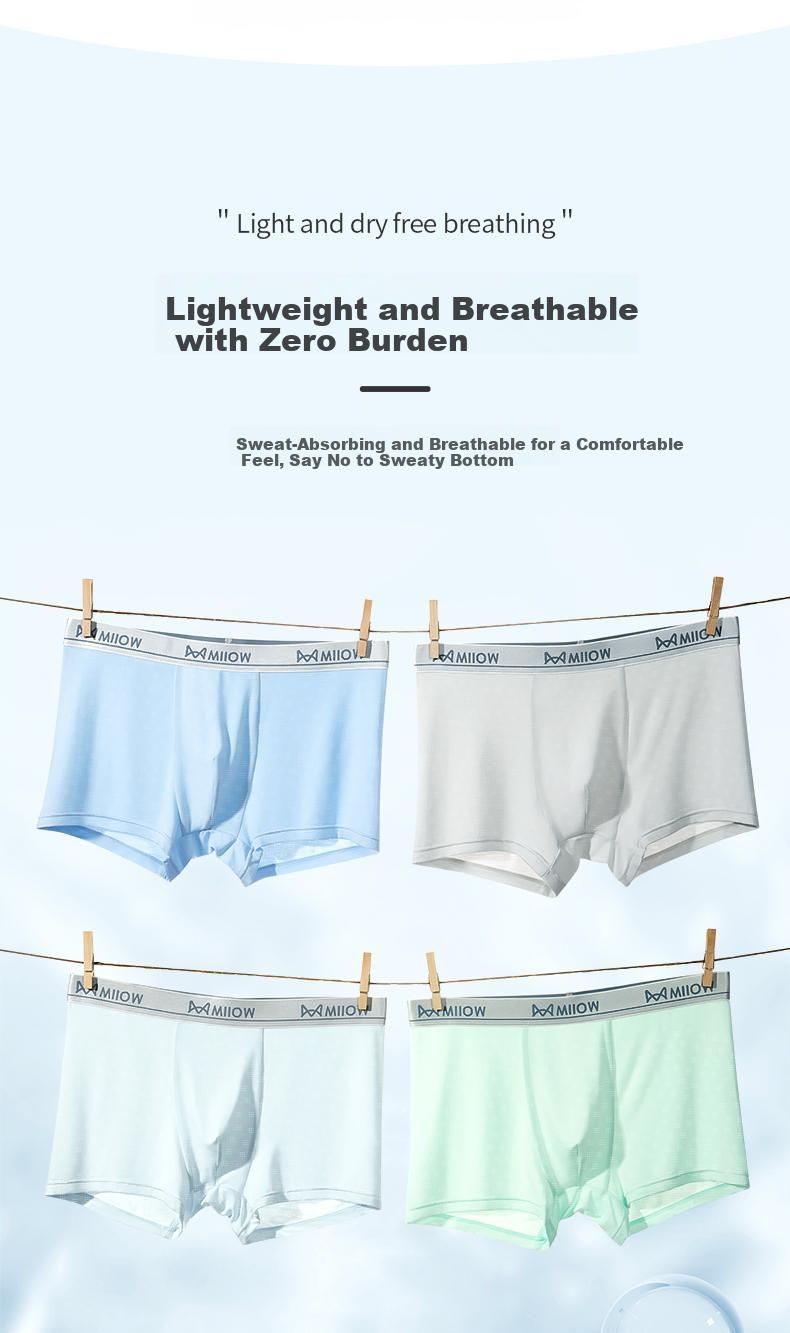 MiiOW Youth 10A Antibacterial Cooling Thin Breathable Mesh Mulberry Silk Ice Silk Boys Underwear 8