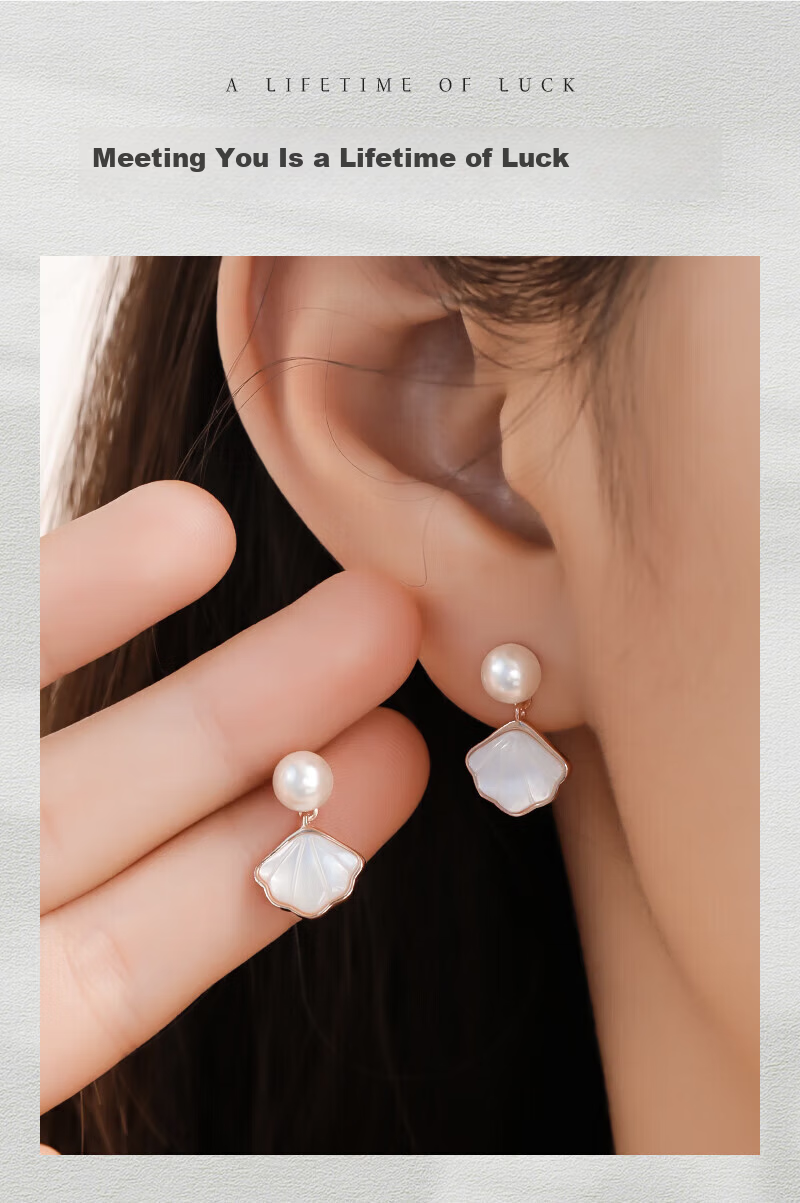 Grace Girl Yibeizi Natural Pearl Stud Earrings for Women, Jewelry Accessory, Anniversary Birthday Gift for Girlfriend Or Wife 3
