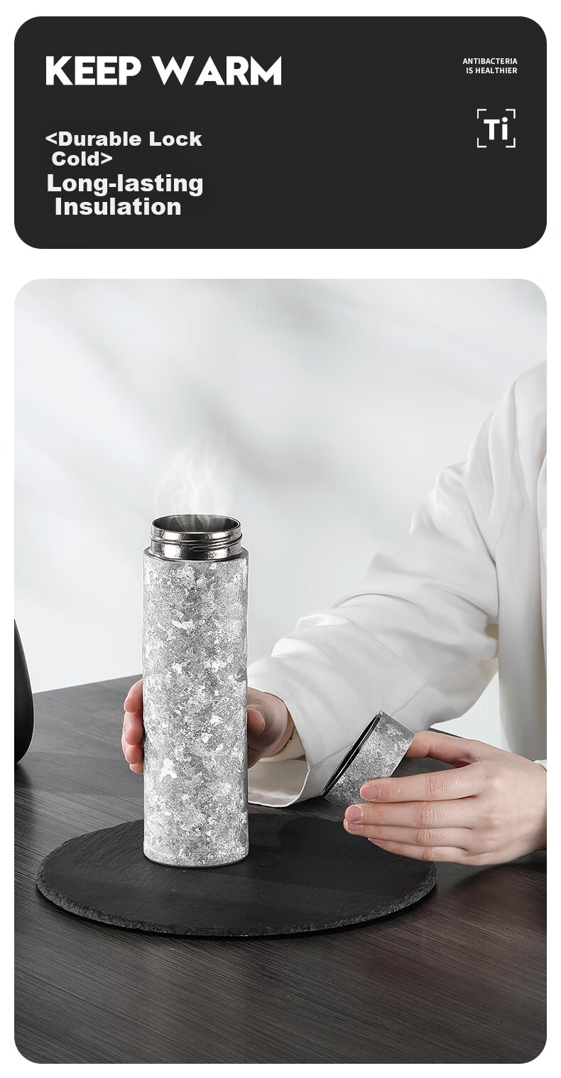 IMOGY Pure Titanium Insulated Double-Layer Tea Separation Cup High-Value Business Portable Car Water Bottle 8
