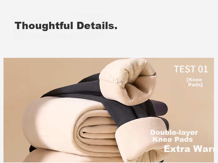 Langsha Men's Thermal Pants Fleece Lined Thickened Cotton Wool Silk Knee Patch Cold Protection Plus Size Base Layer Autumn Trousers 23