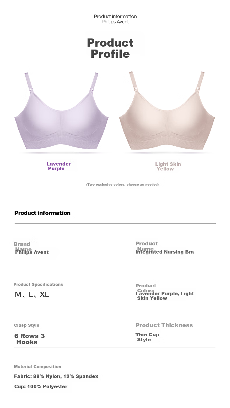AVENT One-Piece Nursing Bra Anti-Sagging Push-Up Maternity Seamless Breastfeeding Underwear Light Skin Yellow Size L 21