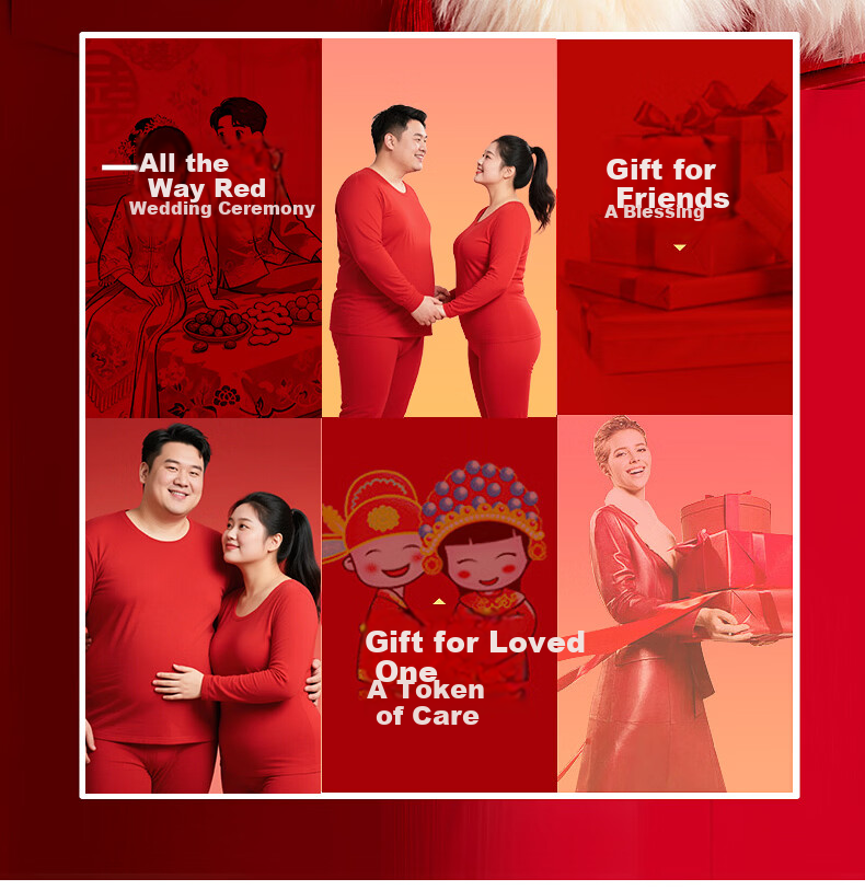 Hengyuanxiang Plus Size Women's Pure Cotton Qi Ji Red Thin Warm Thermal Underwear Set for Autumn and Winter, Year of Birth Lucky Edition 4