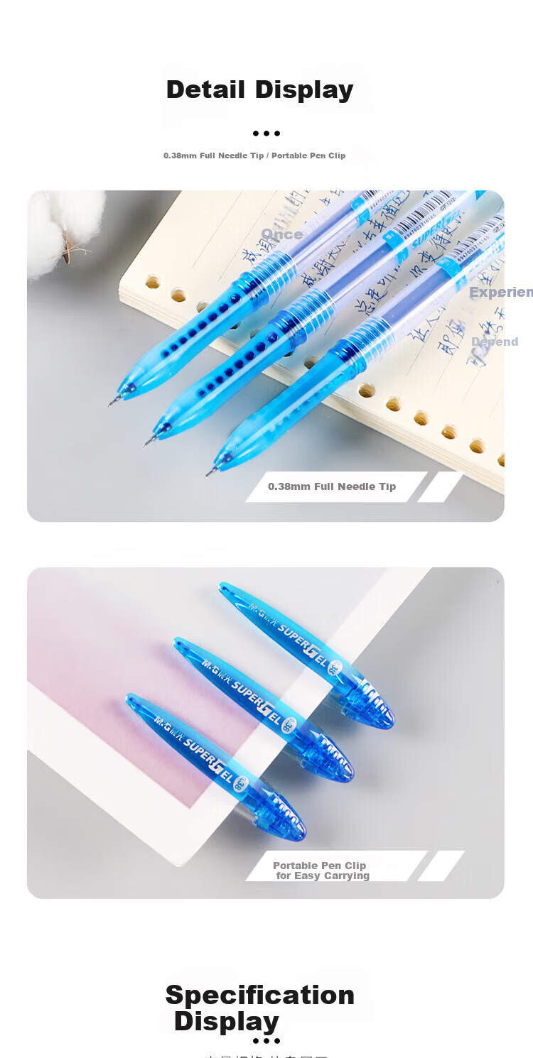 M&G GP1212B 0.38mm Needle Tip Gel Pen, 6-Pack, Water-Based Ink, Office and Study Use 4
