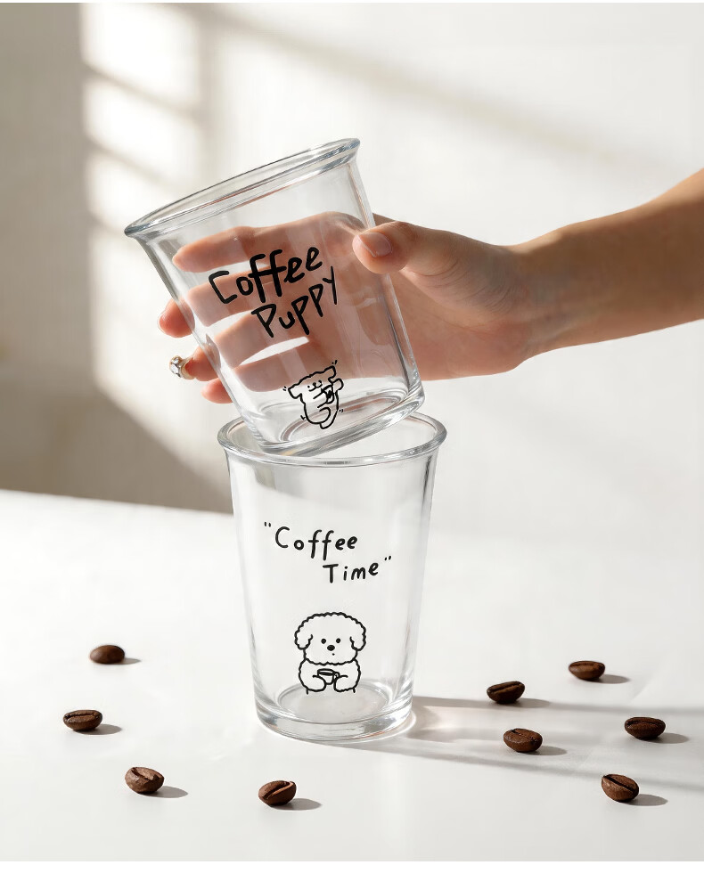 Mongdio Glass Coffee Cup Iced Americano Cold Brew Dirty Iced Latte Transparent Cup Letter Iced Cup 350ml 6
