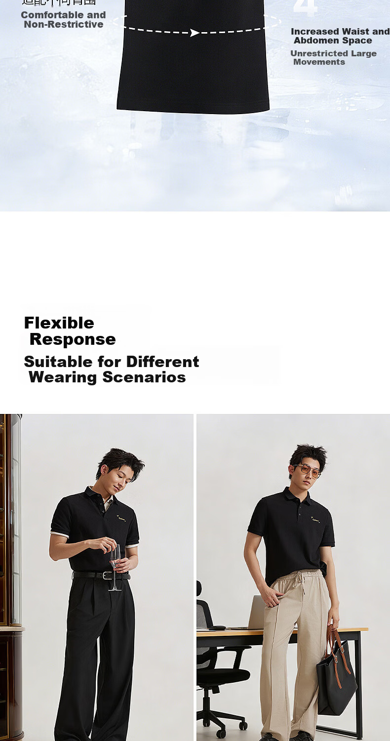 CABBEEN 200G Sorona Cooling Pique Polo Shirt with Gold Thread Embroidery Breathable Texture 2026 Spring Short Sleeve Polo 5