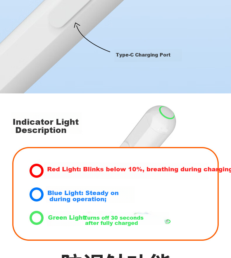 JPLAYER Capacitive Stylus Magnetic Fast Charging/Wired Charging Flagship Bluetooth Digital Display Touch Pen for Apple iPad Air/Pro/Mini Tablet Anti-Mistouch Drawing Pen 8