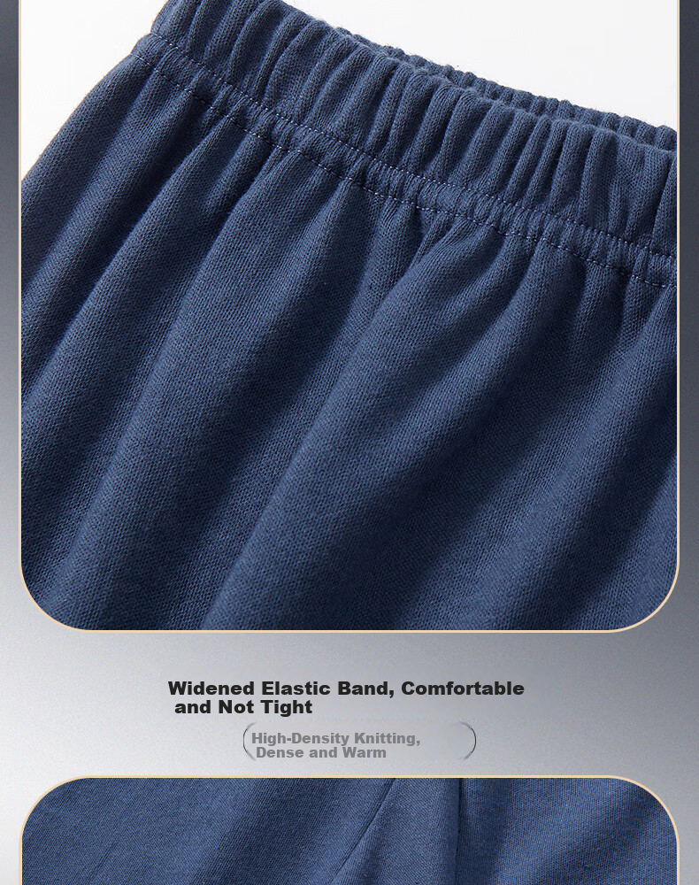 Bejirog Middle-aged and Elderly Men's Autumn Cotton Thermal Underwear Set Base Layer Warm Thin Cotton Sweater Dark Blue Set 2XL 13