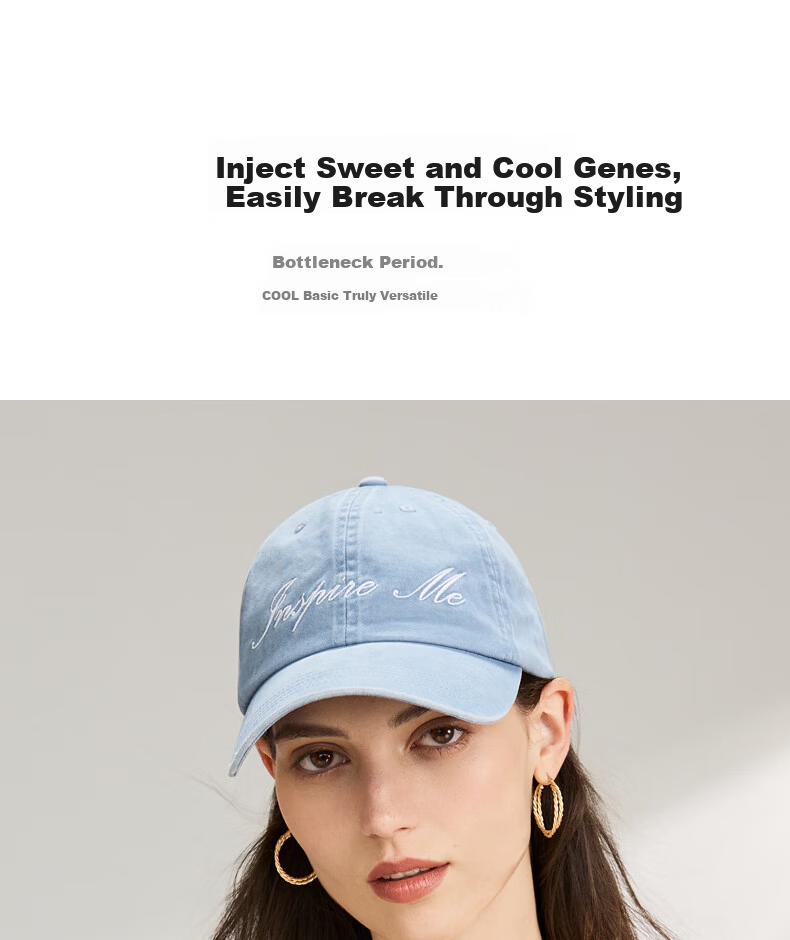 ELLE Baseball Cap for Women, All-Season Sun Protection Hat, Large Circumference High Crown Visibly Small Brim Cap for Men, Gift 40