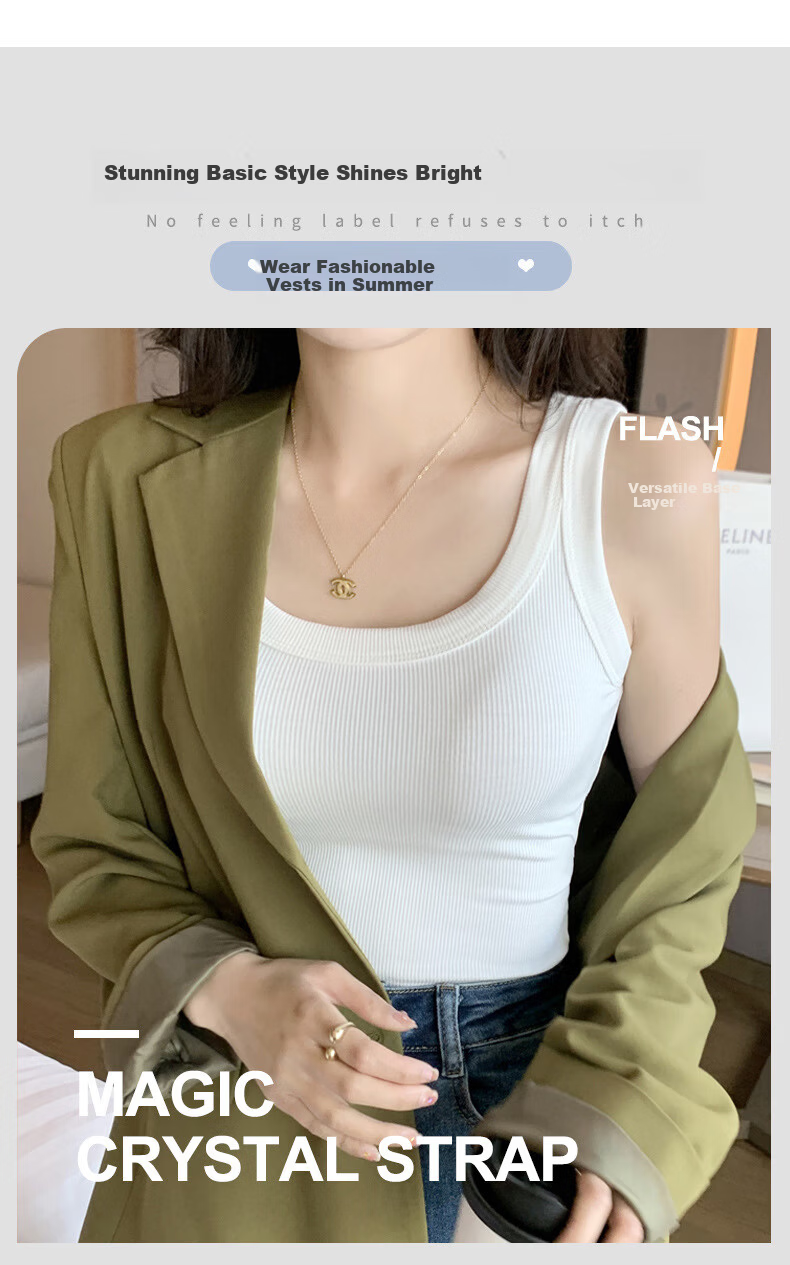 Langsha Women's Summer 2026 New Ribbed Slim Fit Camisole Tank Top for Layering and Outerwear 5