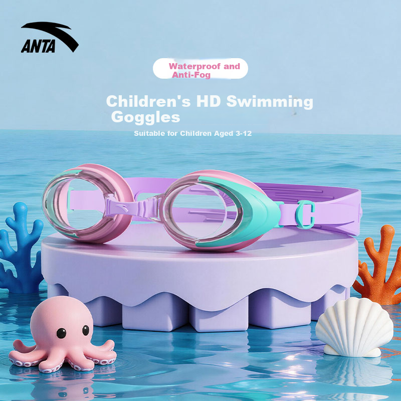 ANTA Kids Swimming Goggles Unisex Anti-Fog Waterproof Protective Eyewear Professional Swim Training Cap Swimming Set