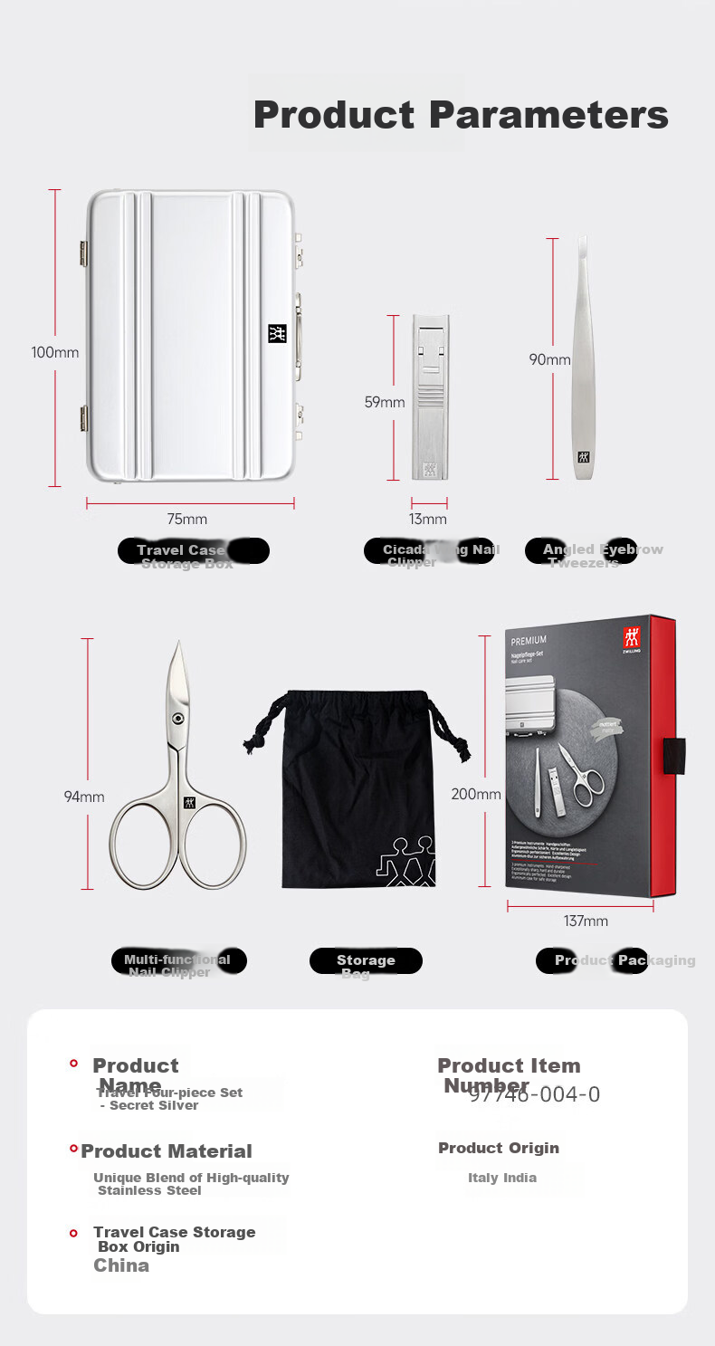 Zwilling 8-Piece Nail Care Set Nail Clippers Ingrown Toenail Clippers Manicure Scissors Nail File Business Gift Set 11