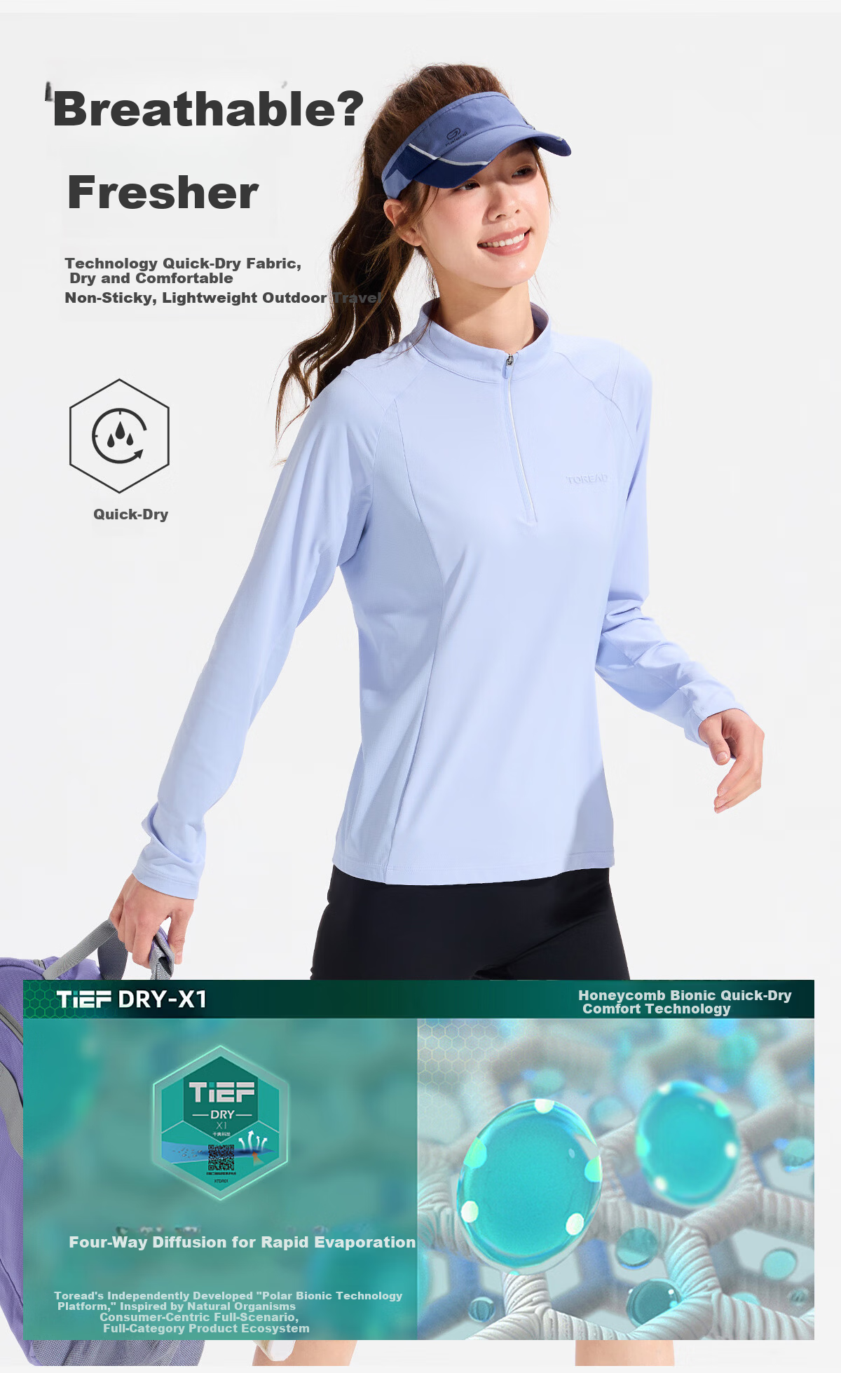 TOREAD Women's Long Sleeve T-Shirt 2026 New Cool Breathable Sun Protection Hiking Casual Top TAJJAO82034 2