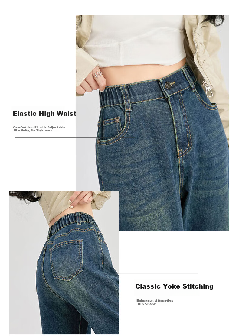 LangSha High Waist Harem Jeans for Women Spring Autumn Pear Shape Loose Slimming Cropped Vintage Carrot Dad Pants 6