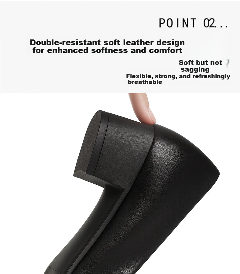 FOOTOPPO Women's Chunky Heel High Heels Interview Single Shoes Black Work Shoes for Flight Attendants Soft Sole Leather High Heels 3