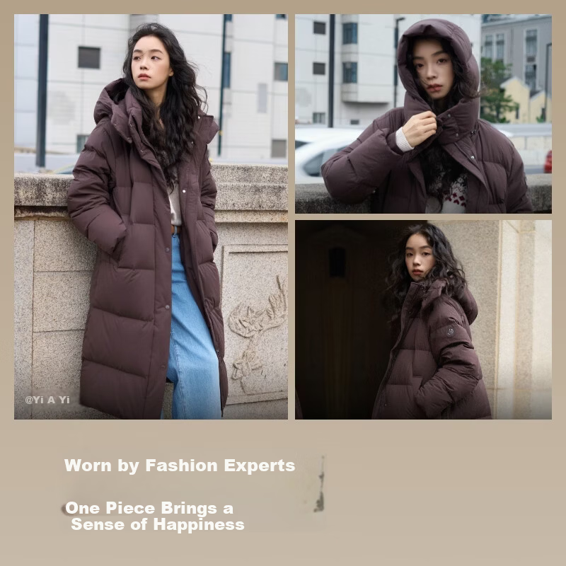 Bosideng Off-Season Winter Fashion Casual Soft Comfortable Long Loose Thick Down Jacket with Detachable Hood