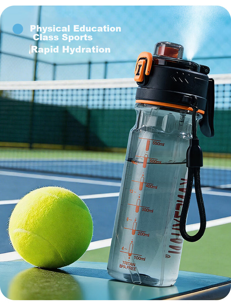 Cica Spray Sports Water Bottle for Children Students 6-12 Years Old Summer Large Capacity Tritan Cup 13