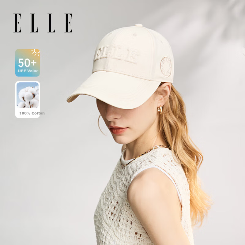 ELLE Baseball Cap Women Four Seasons Sun Protection Sunshade Hat Large Head Circumference High Top Slim Face Duckbill Sports Cap Men