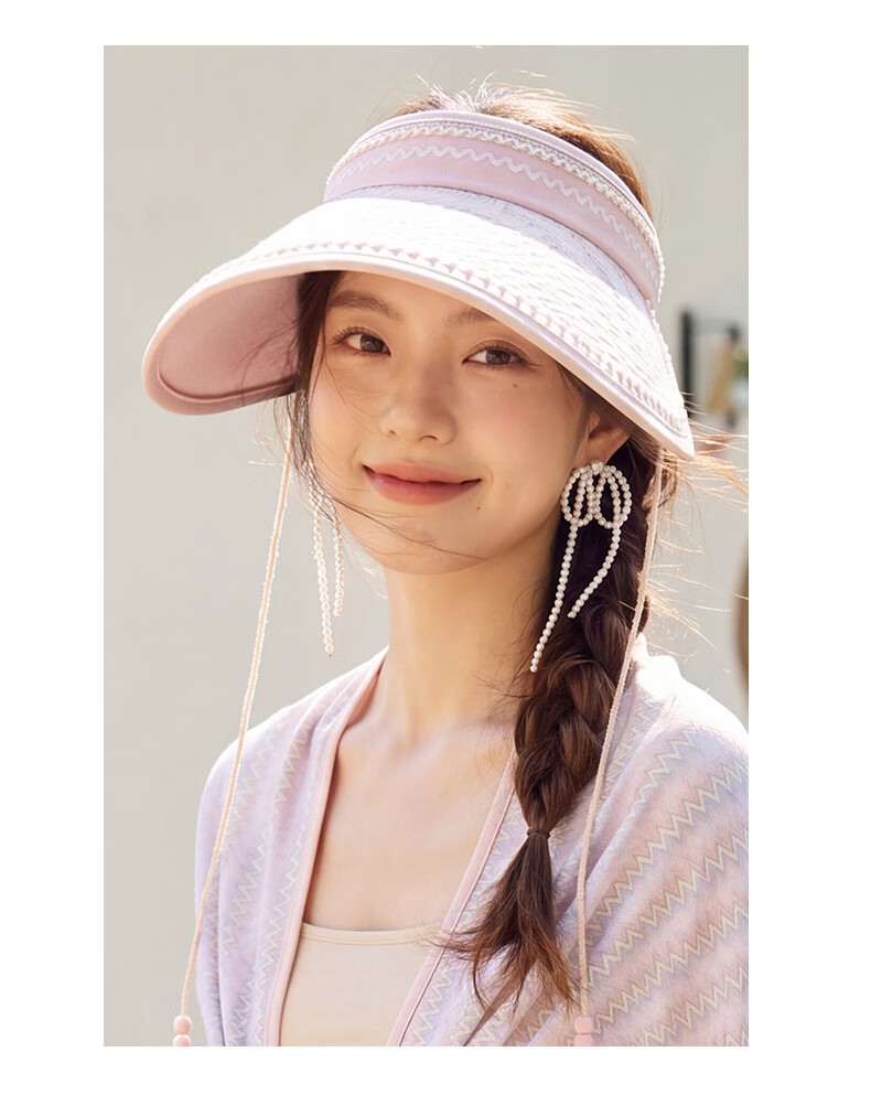 CACUSS Ice Silk Wide Brim Open Top Hat Women Summer Outdoor Lightweight Sun Hat Pink 8