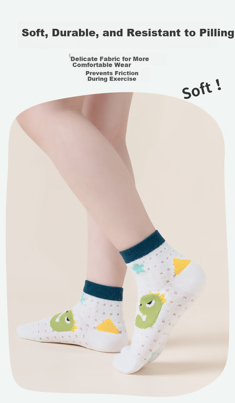 Yuzhaolin Boys' Summer Thin Mesh Breathable Mid-Calf Cotton Socks for Children and Students 5