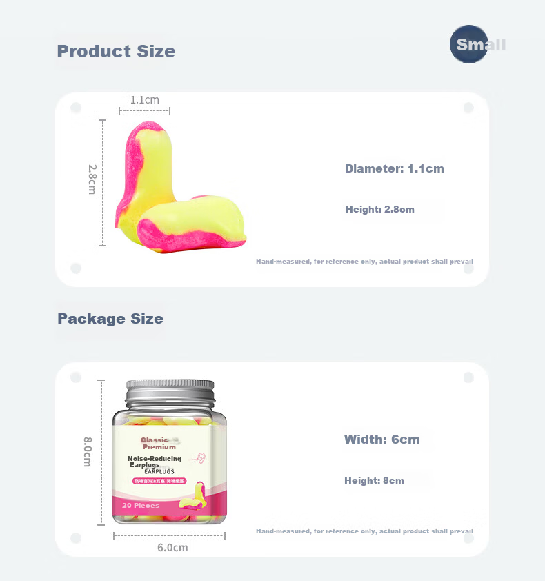Mingdian Shangpin Earplugs MD-P20 20 Pairs/Can Noise Reduction Anti-Noise Anti-Snoring Soundproof Sleep Study Work Comfortable Non-Damaging Portable Hygienic Yellow Pink Colorful 1 Can 3