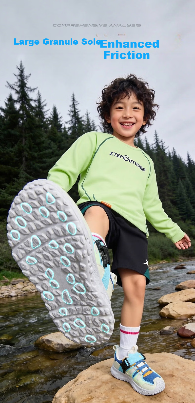 Xtep Kids Boys Magnetic Buckle Casual Shoes Leather Mesh Sports Shoes Persian Blue/Glow Blue Size 33 9
