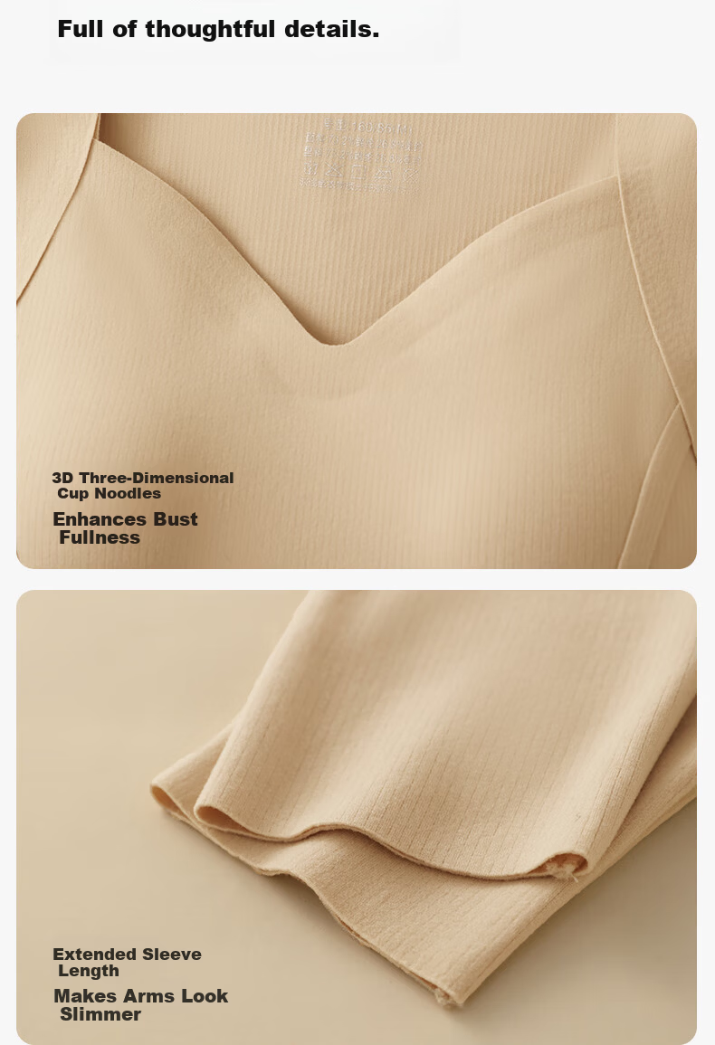 Herbal Original Thermal Autumn Shirt for Women with Chest Pad, Skin-Friendly Base Layer, Double-Sided Brushed Heat-Generating Long Sleeve Top for Fall and Winter 4