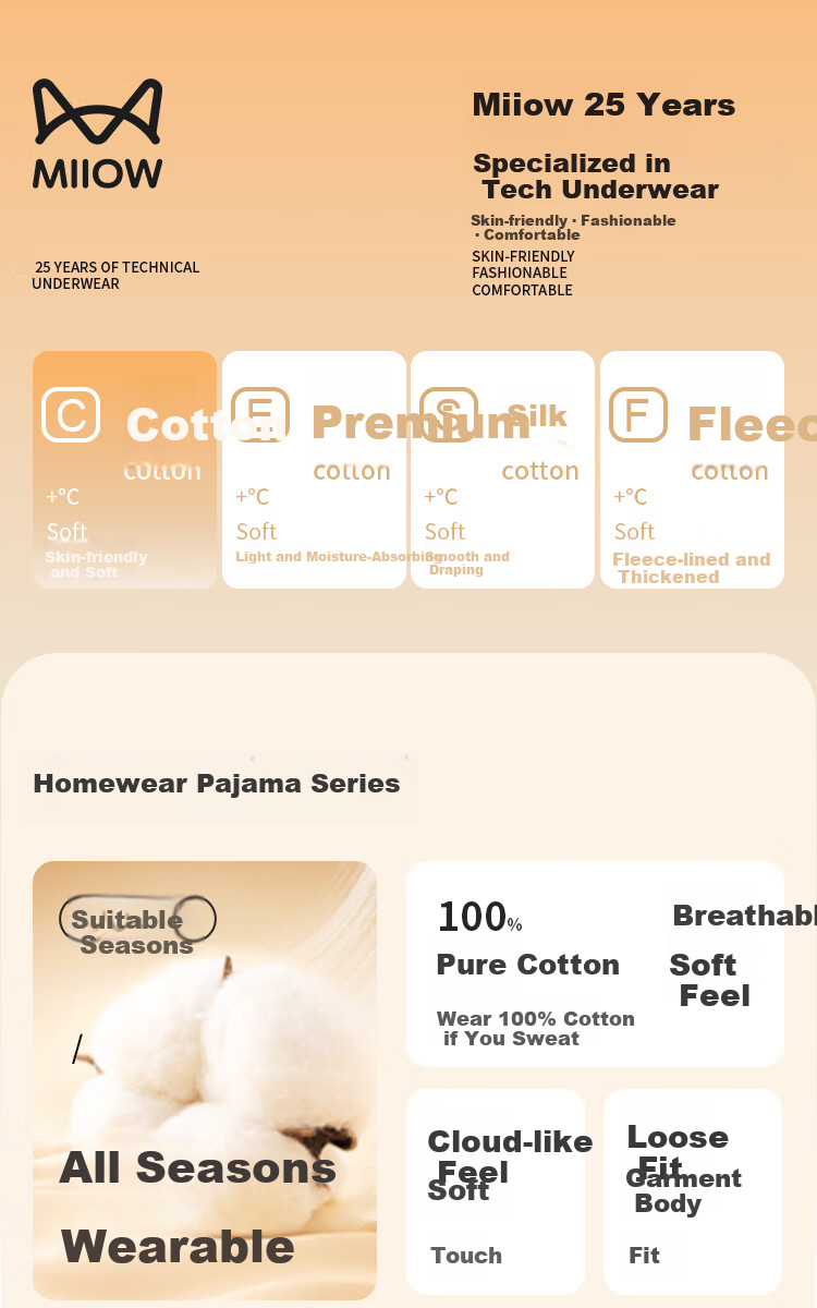 Miiow Kids Pajamas 100% Cotton Girls' Sleepwear Spring Autumn Lightweight Baby and Big Kids Summer Homewear Set 1