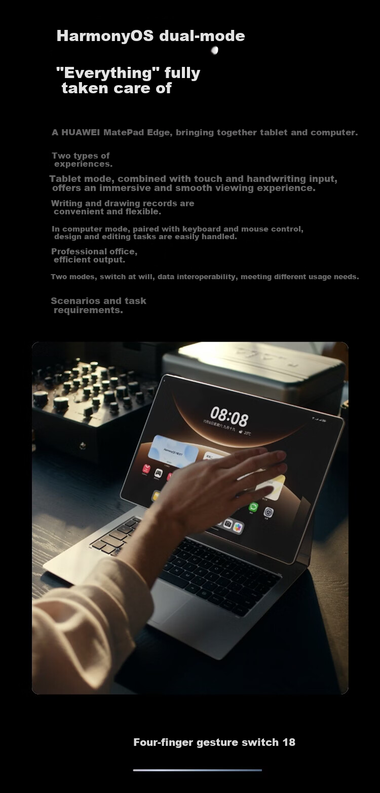 HUAWEI MatePad Edge 14.2-inch HarmonyOS 2-in-1 Tablet Laptop OLED Display Office 24GB+1TB Deep Space Gray 13