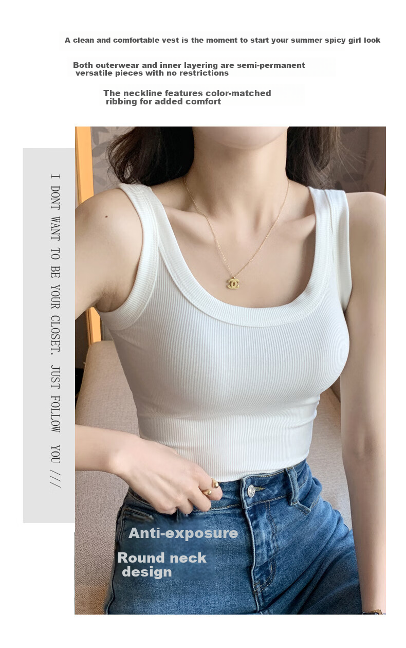 Langsha Women's Summer 2026 New Ribbed Slim Fit Camisole Tank Top for Layering and Outerwear 8