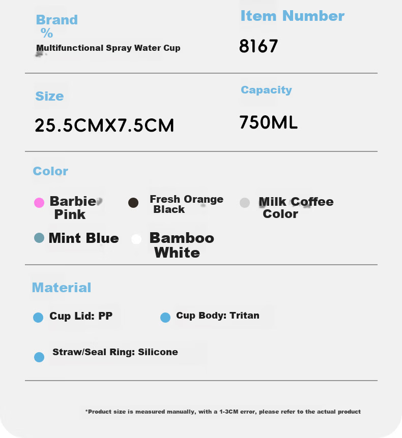 Cica Spray Sports Water Bottle for Children Students 6-12 Years Old Summer Large Capacity Tritan Cup 15