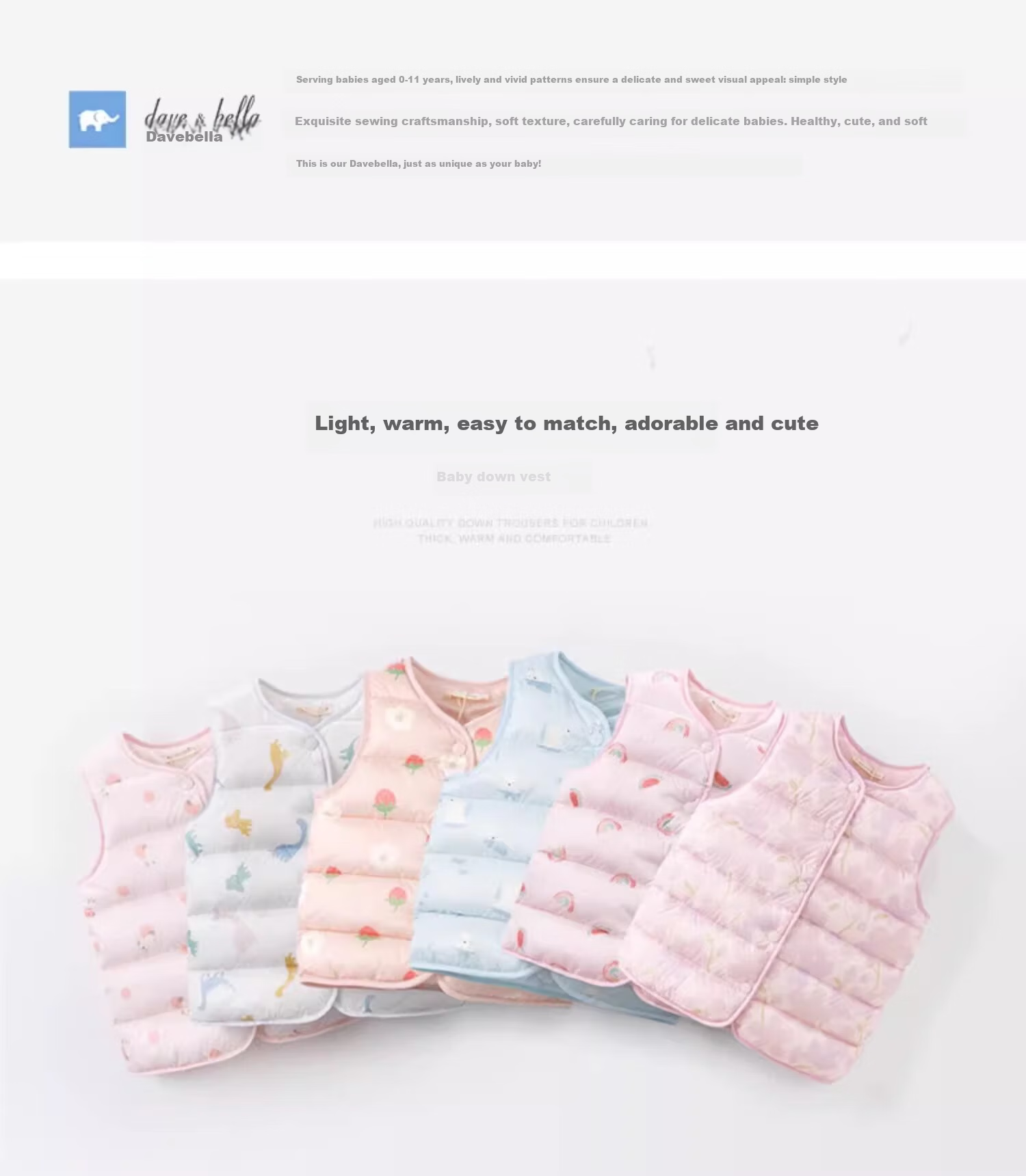 DAVE & BELLA Baby Down Vest Winter Thickened Down Innerwear for Boys and Girls Children 1