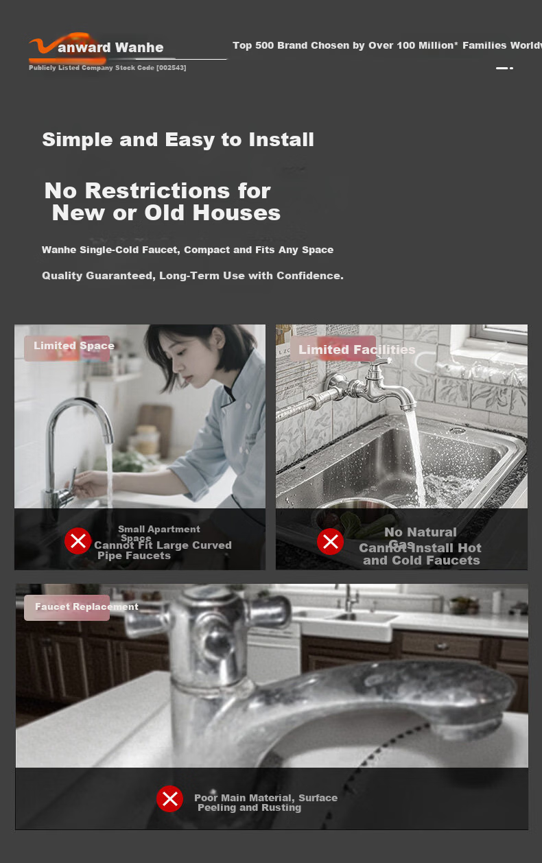 Vanward Stainless Steel Single Cold Faucet 360° Rotatable Outdoor Laundry Balcony Sink Tap 4