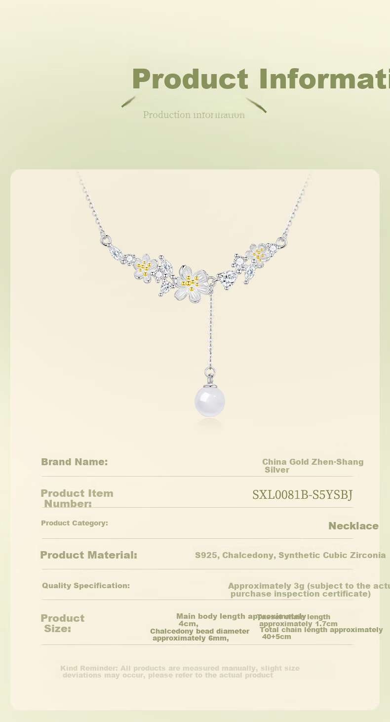 Zhenshangyin Chinese Gold Jasmine Silver Necklace for Women, Birthday Gift 2026 New Light Luxury S925 Jewelry for Girlfriend Or Wife 11